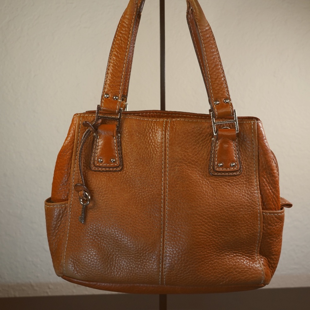 Vintage Brown Fossil Leather Shoulder Bag